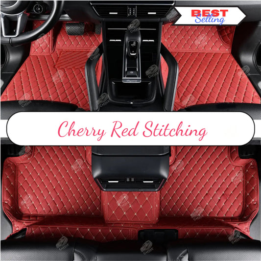 CHERRY RED DIAMOND LUXURY CAR MATS SET