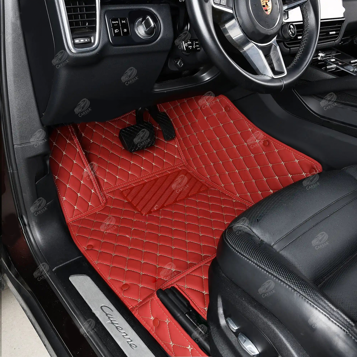 CHERRY RED DIAMOND LUXURY CAR MATS SET