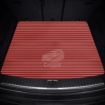 CHERRY RED STRIPE LUXURY BASE TRUNK CAR MATS SET