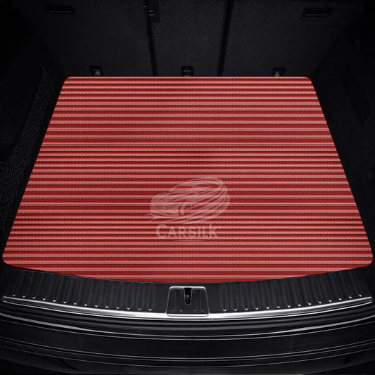 CHERRY RED STRIPE LUXURY BASE TRUNK CAR MATS SET