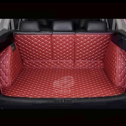 CHERRY RED STITCHING 3D DIAMOND LUXURY TRUNK CAR MATS SET - Carsilks 