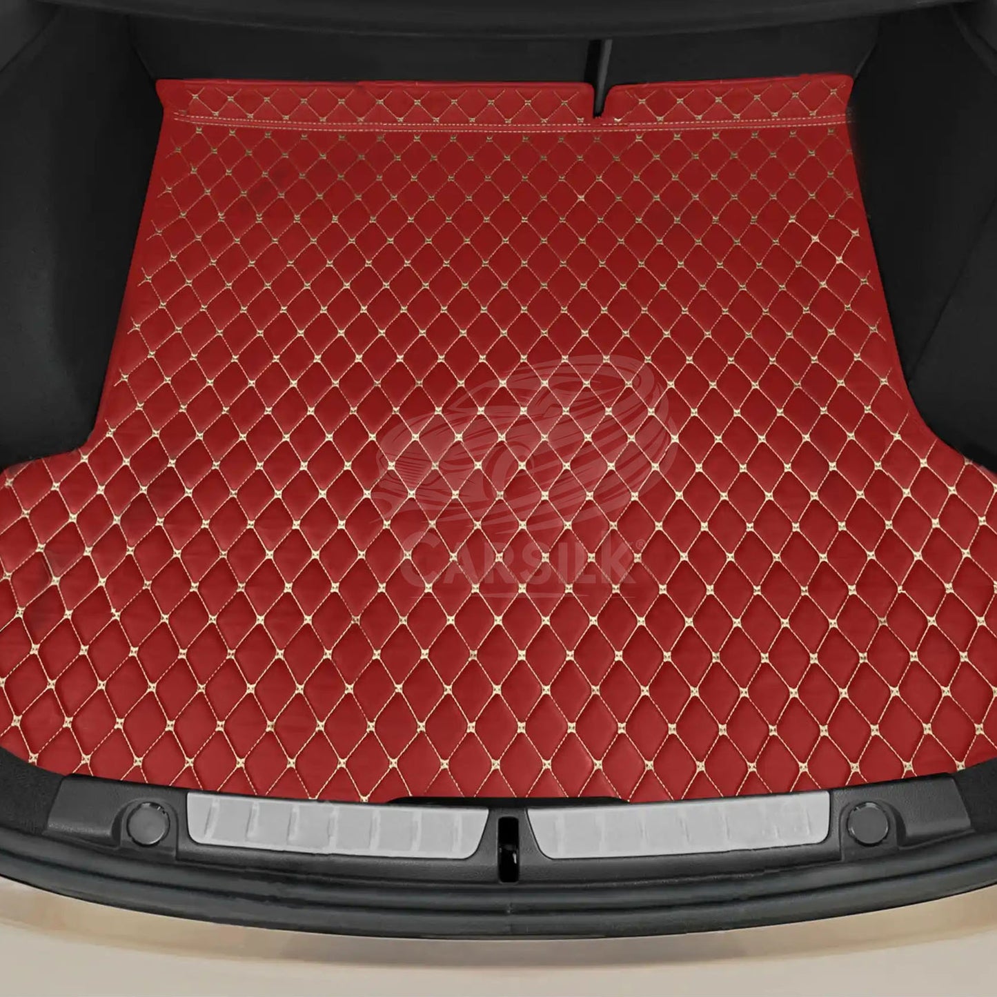 CHERRY RED DIAMOND LUXURY TRUNK CAR MATS SET - Carsilks 