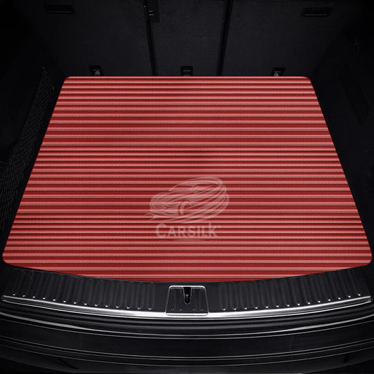 CHERRY RED STRIPE LUXURY TRUNK CAR MATS SET - Carsilks 