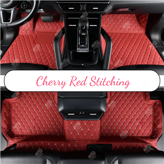 CHERRY RED DIAMOND LUXURY CAR MATS SET