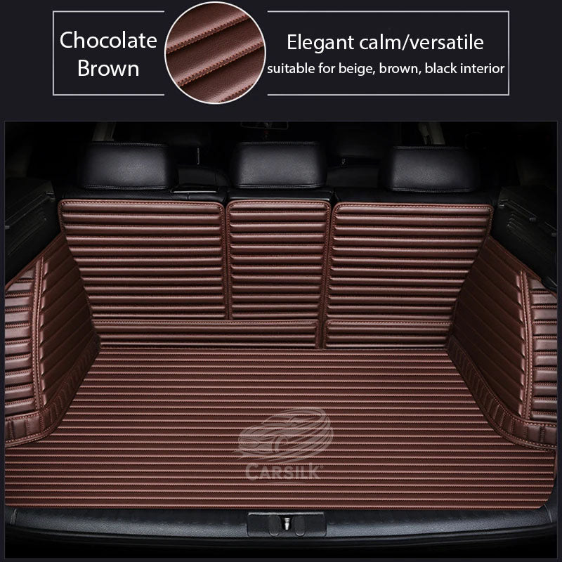 CHOCOLATE BROWN STITCHING 3D SERIES STRIPE LUXURY TRUNK CAR MATS SET