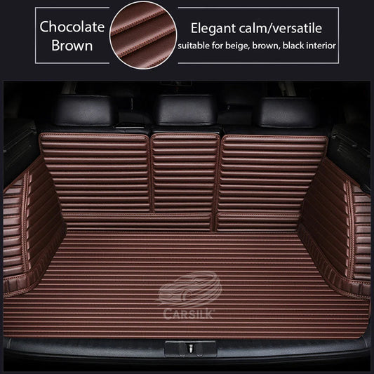 CHOCOLATE BROWN STITCHING 3D SERIES STRIPE LUXURY TRUNK CAR MATS SET