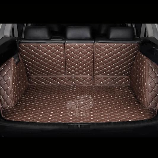 CHOCOLATE BROWN STITCHING 3D SERIES DIAMOND LUXURY TRUNK CAR MATS SET