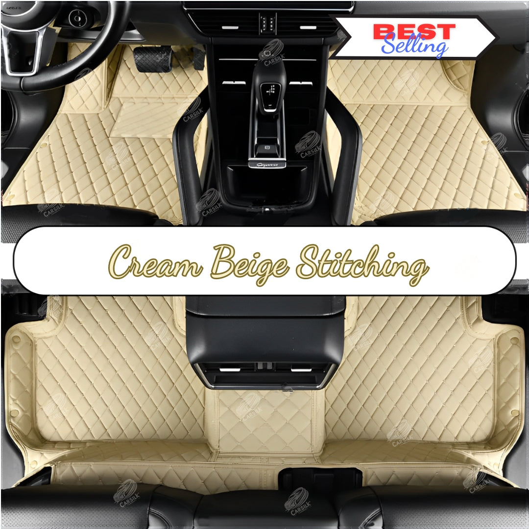 CREAM BEIGE DIAMOND LUXURY CAR MATS SET