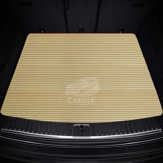 CREAM BEIGE STITCHING STRIPE LUXURY BASE TRUNK CAR MATS SET