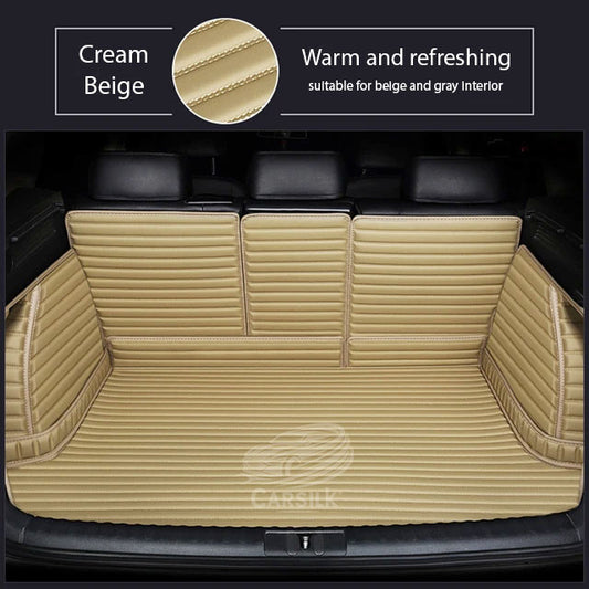 CREAM BEIGE 3D STRIPE LUXURY TRUNK CAR MATS SET - Carsilks 