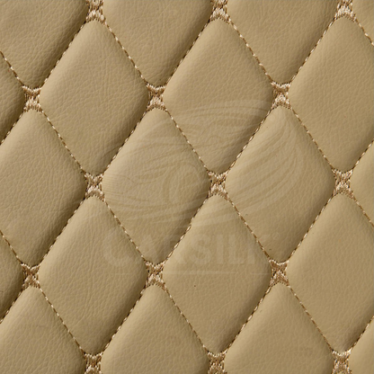 CREAM BEIGE STITCHING 3D DIAMOND LUXURY TRUNK CAR MATS SET - Carsilks 