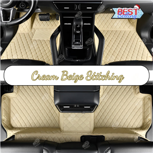 CREAM BEIGE DIAMOND LUXURY CAR MATS SET - Carsilks 