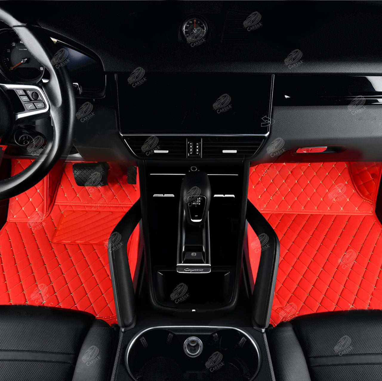 FERRARI RED DIAMOND LUXURY CAR MATS SET - Carsilks 