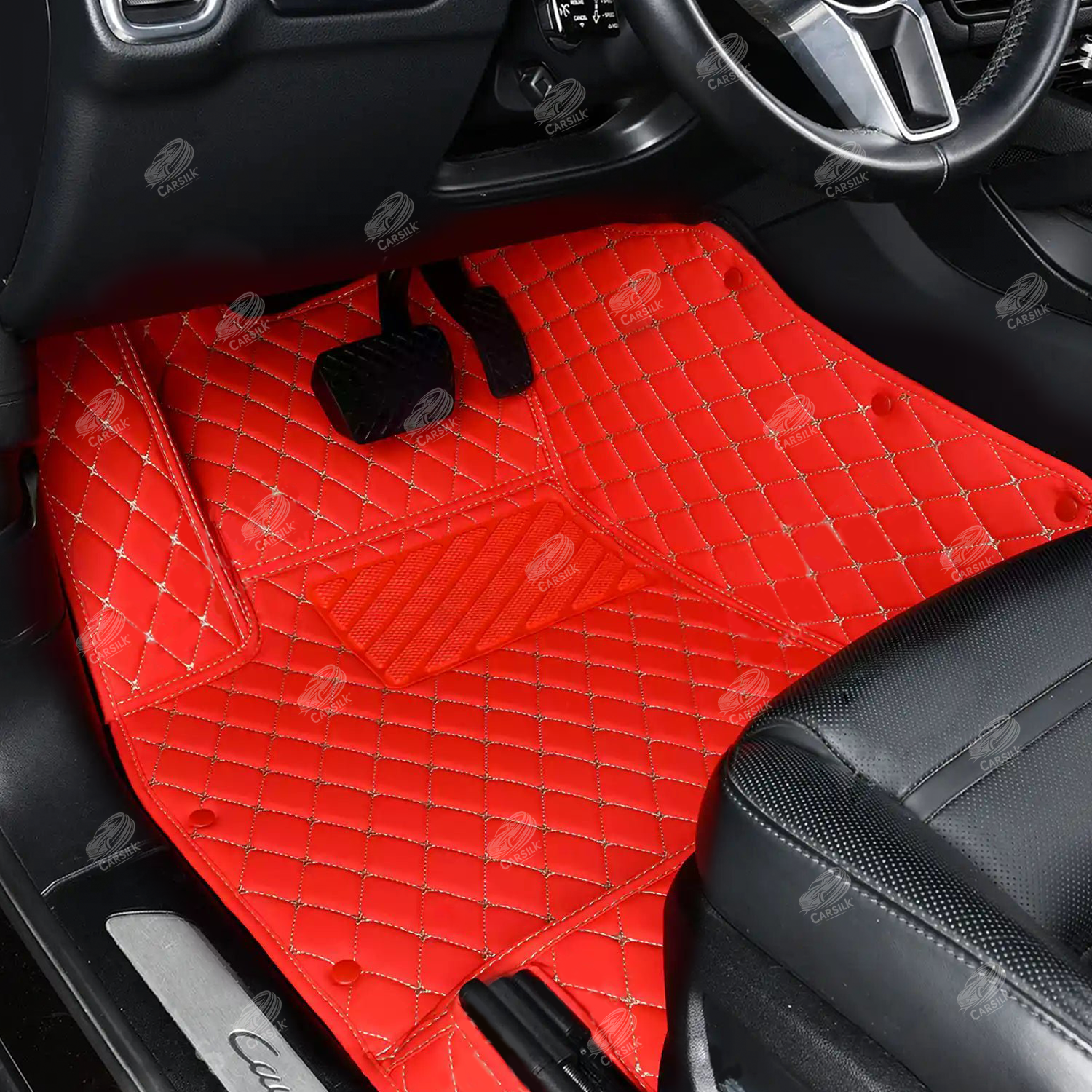 FERRARI RED DIAMOND LUXURY CAR MATS SET - Carsilks 