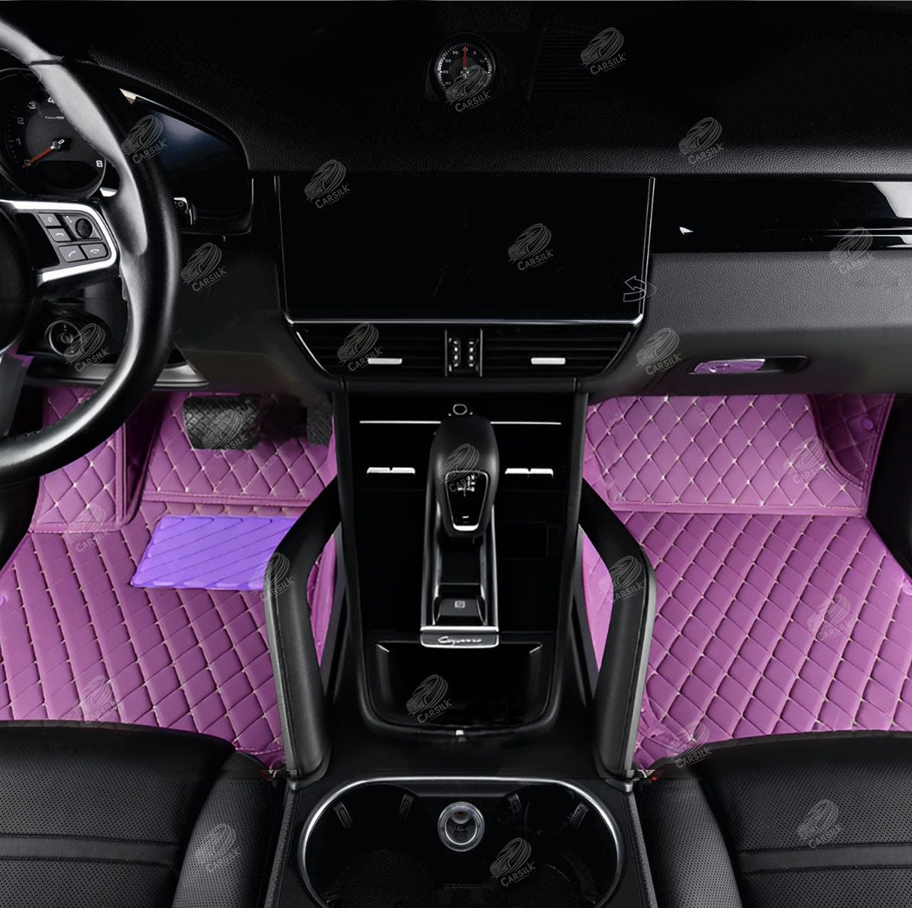 LAVENDER PURPLE DIAMOND LUXURY CAR MATS SET