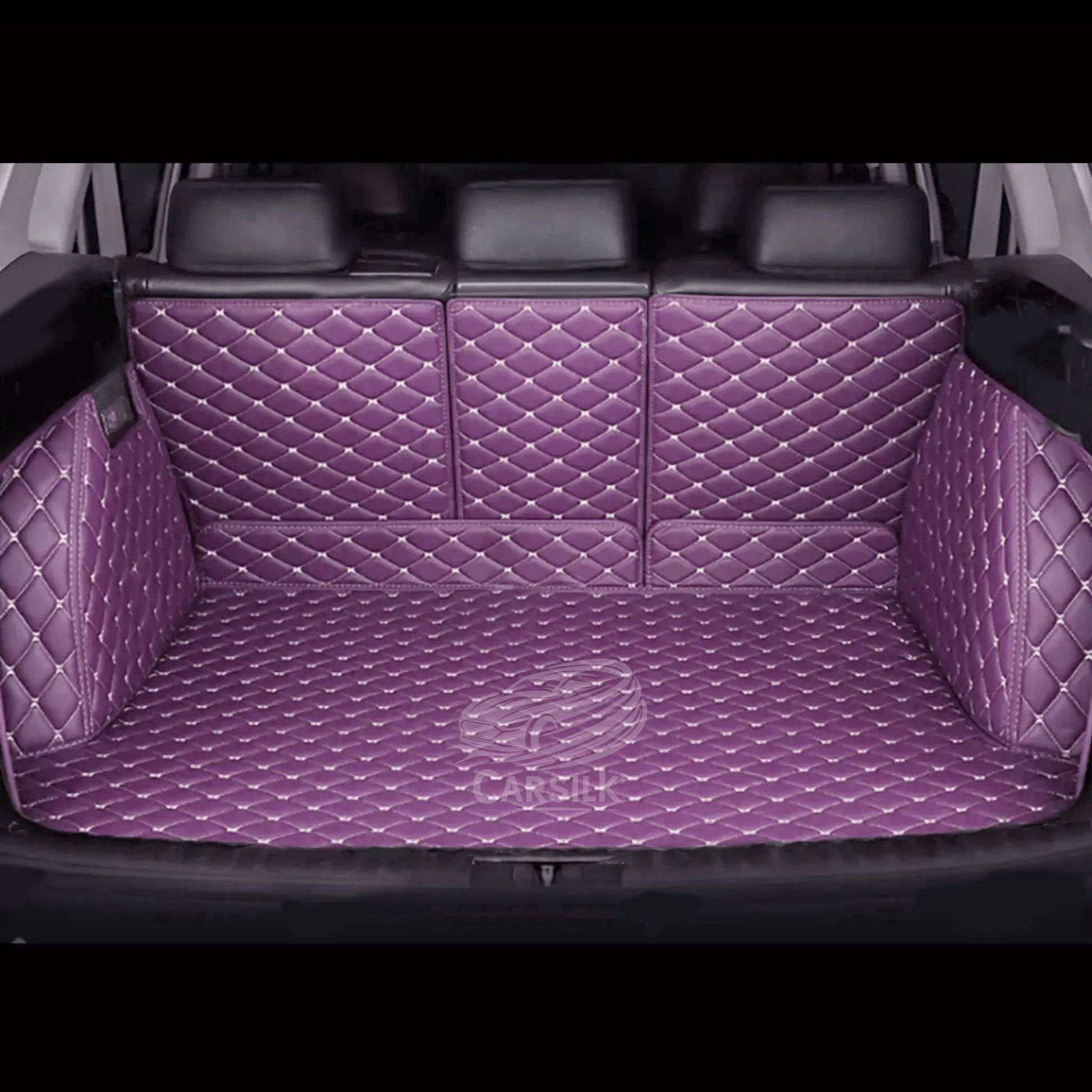 LAVENDER PURPLE STITCHING 3D DIAMOND LUXURY TRUNK CAR MATS SET - Carsilks 