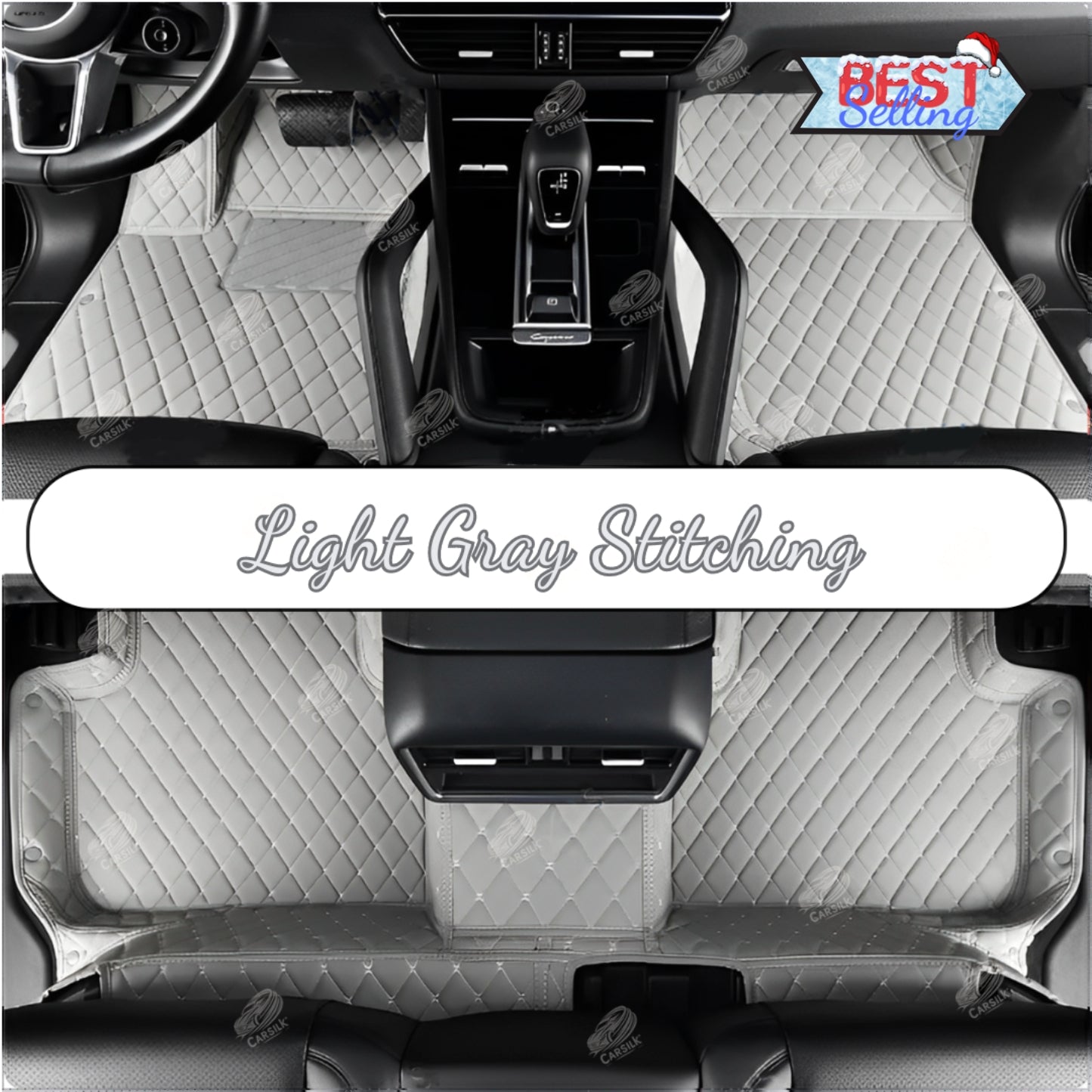 LIGHT GRAY DIAMOND LUXURY CAR MATS SET - Carsilks 