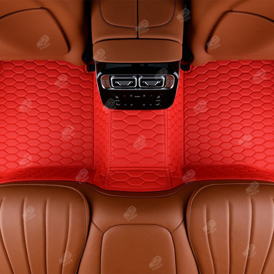 FERRARI RED STITCHING HONEY COMB LUXURY CAR MATS SET