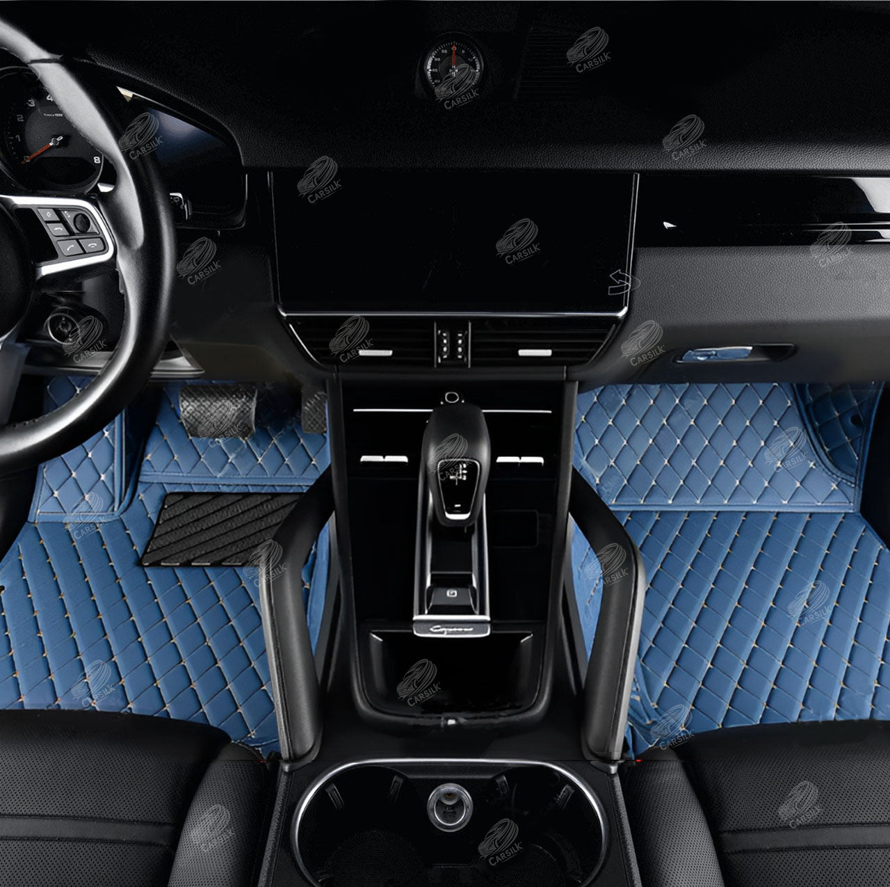 VINTAGE BLUE DIAMOND LUXURY CAR FLOOR MATS - Carsilks 