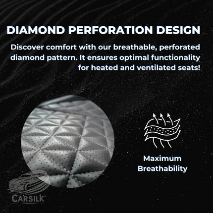 Black & Grey Breathable Waterproof Diamond Pattern Leather Seat Cover for Cars - Image 5