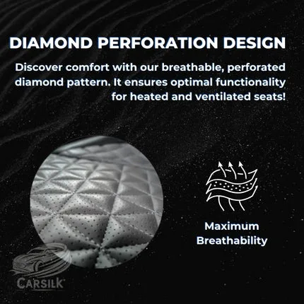Black & Grey Breathable Waterproof Diamond Pattern Leather Seat Cover for Cars - Image 5