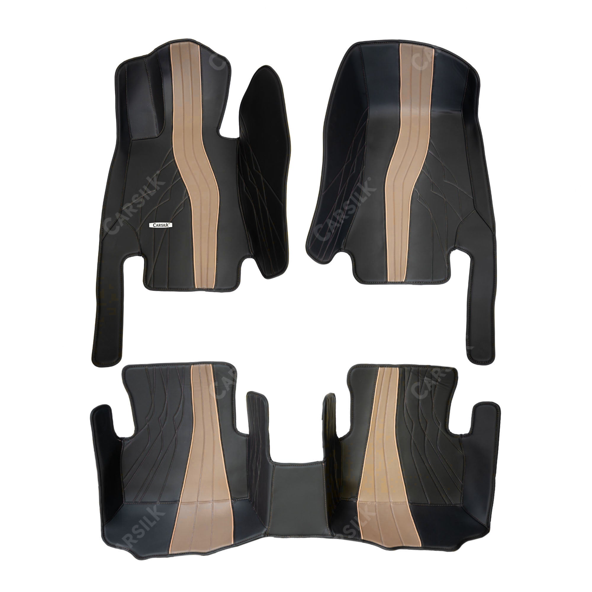 Alternative view of BLACK AND BEIGE PATTERN PREMIUM CAR MATS SET