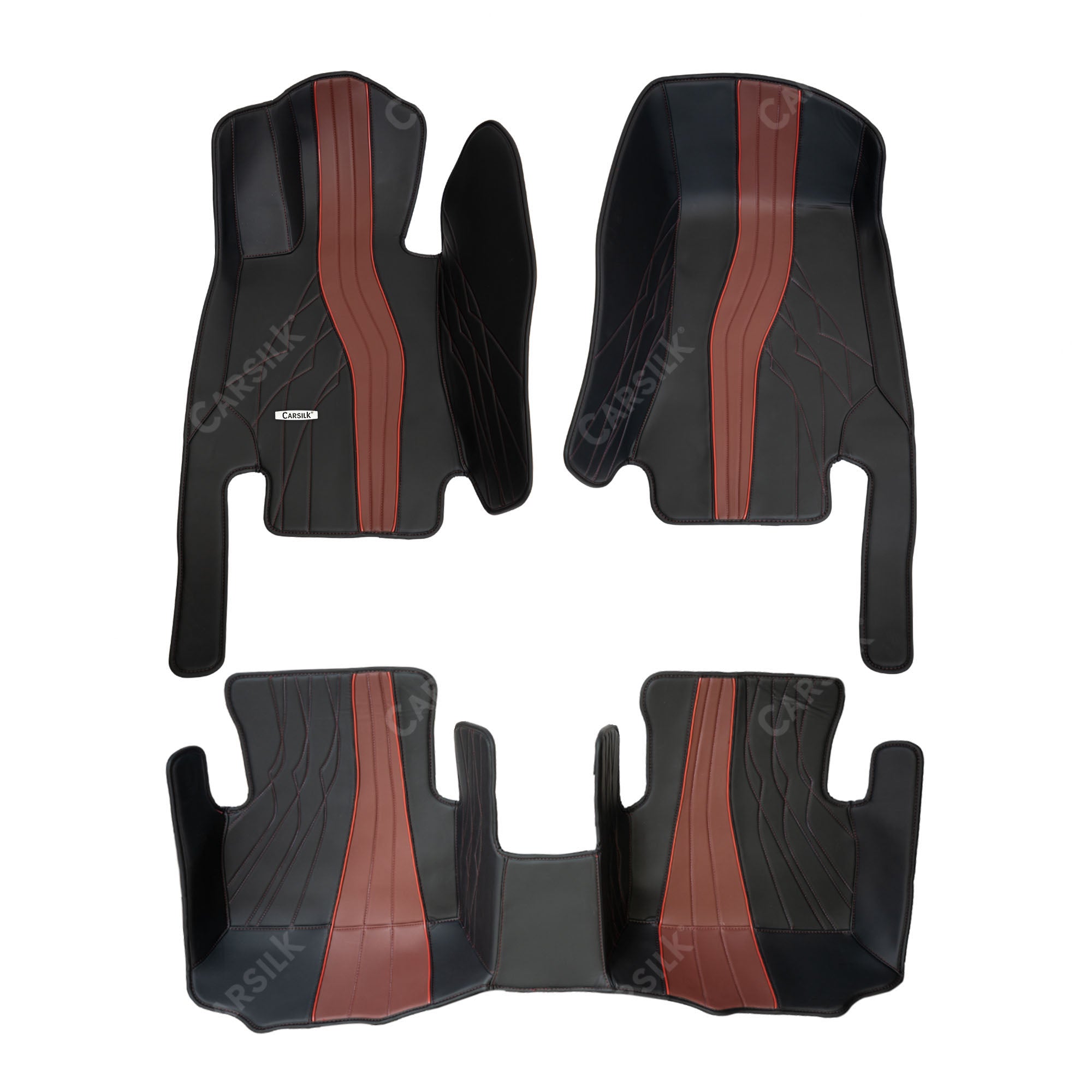Alternative view of BLACK AND RED PATTERN PREMIUM CAR MATS SET