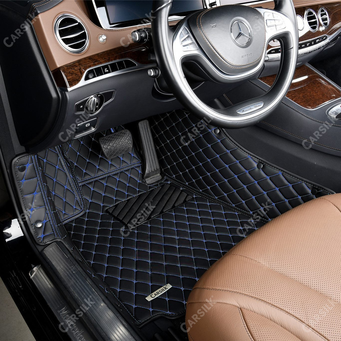 BLACK & BLUE DIAMOND LUXURY CAR FLOOR MATS