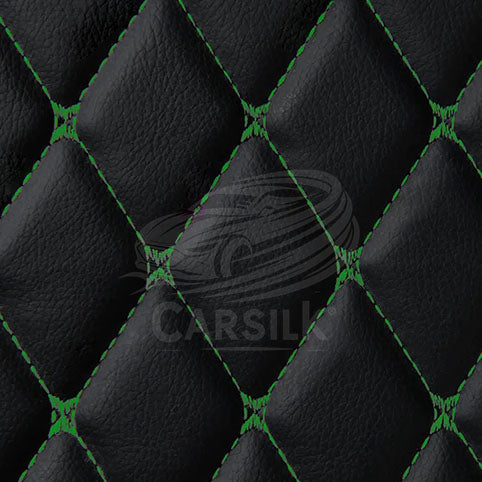 Alternative view of BLACK & GREEN STITCHING DIAMOND LUXURY BASE TRUNK CAR MATS