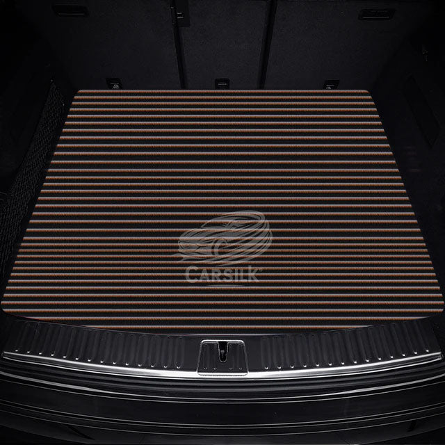 BLACK ORANGE STITCHING STRIPE LUXURY TRUNK CAR MATS