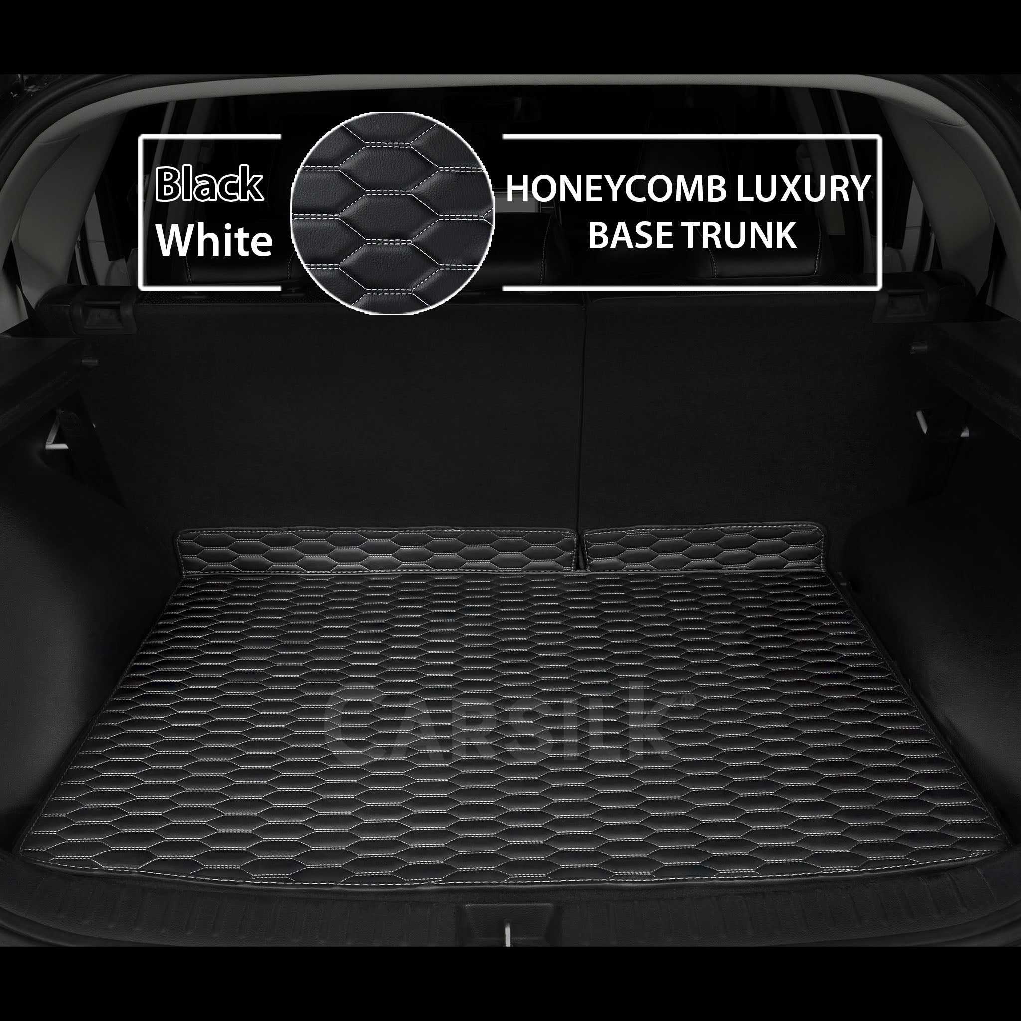 BLACK & WHITE STITCHING HONEYCOMB LUXURY BASE TRUNK CAR