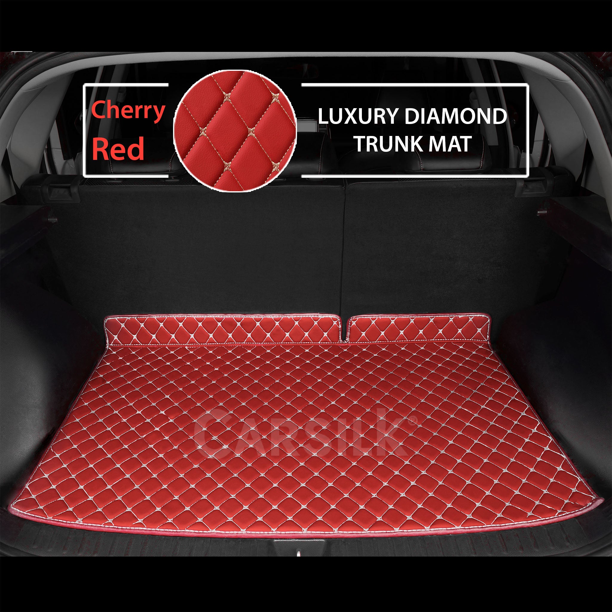 CHERRY RED DIAMOND LUXURY TRUNK CAR MATS