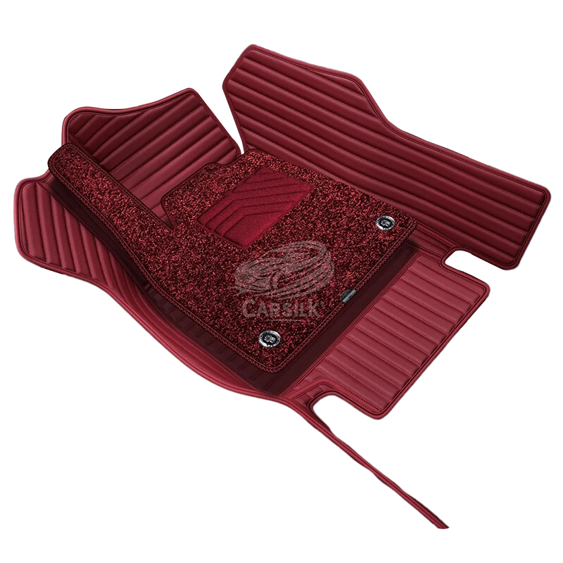 Alternative view of CHOCOLATE BROWN STRIPE BASE WITH BLACK TOP CARPET DOUBLE LAYER CAR MAT SET