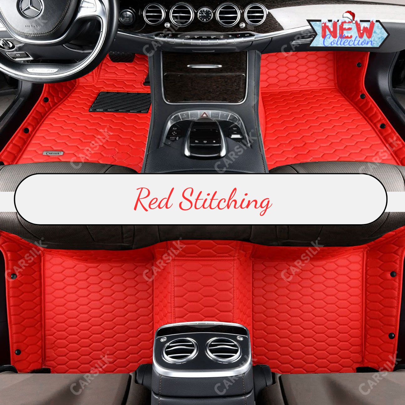 FERRARI RED HONEY COMB LUXURY CAR MATS SET