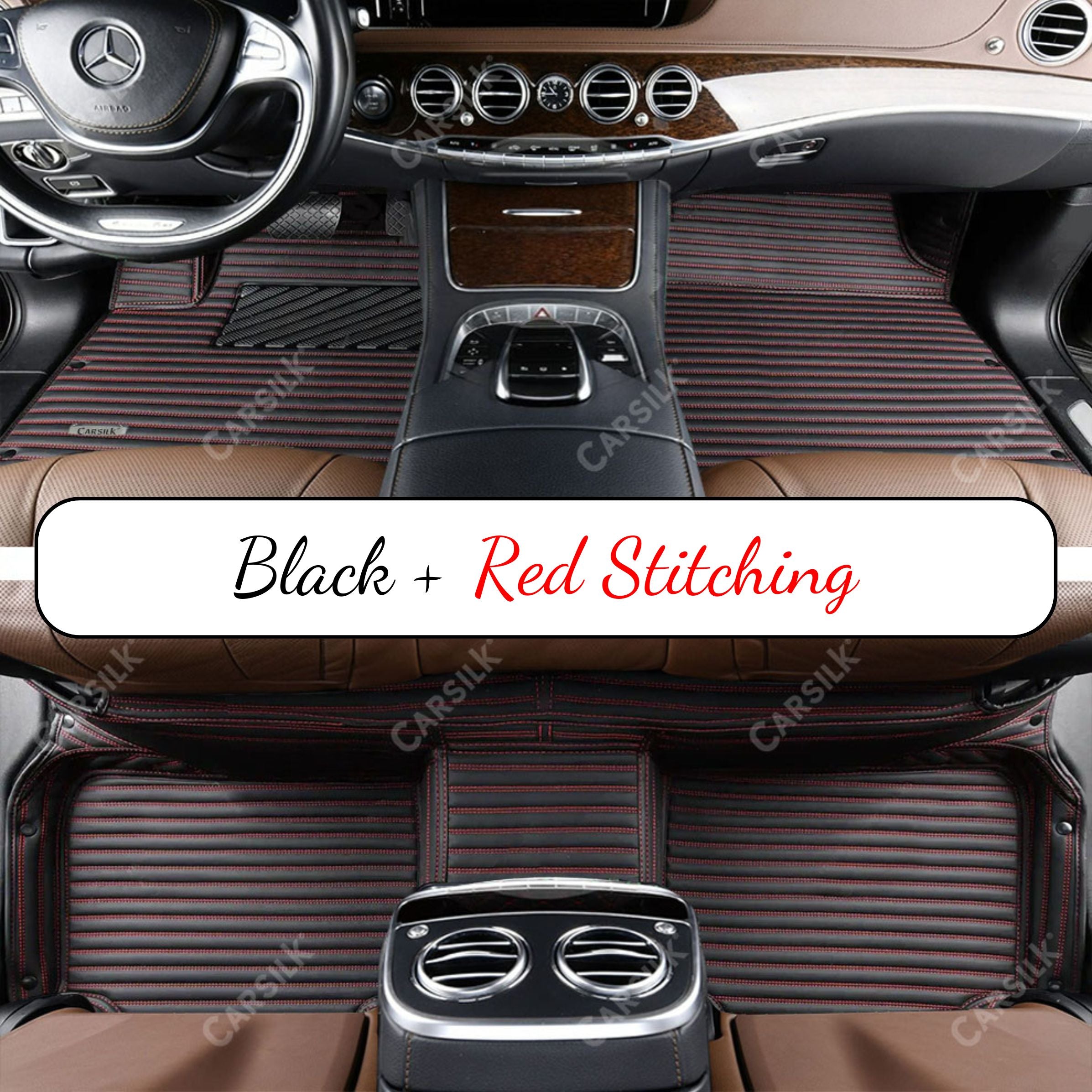 GALAXY CUSTOM SINGLE LAYER CAR MATS SET BLACK & RED