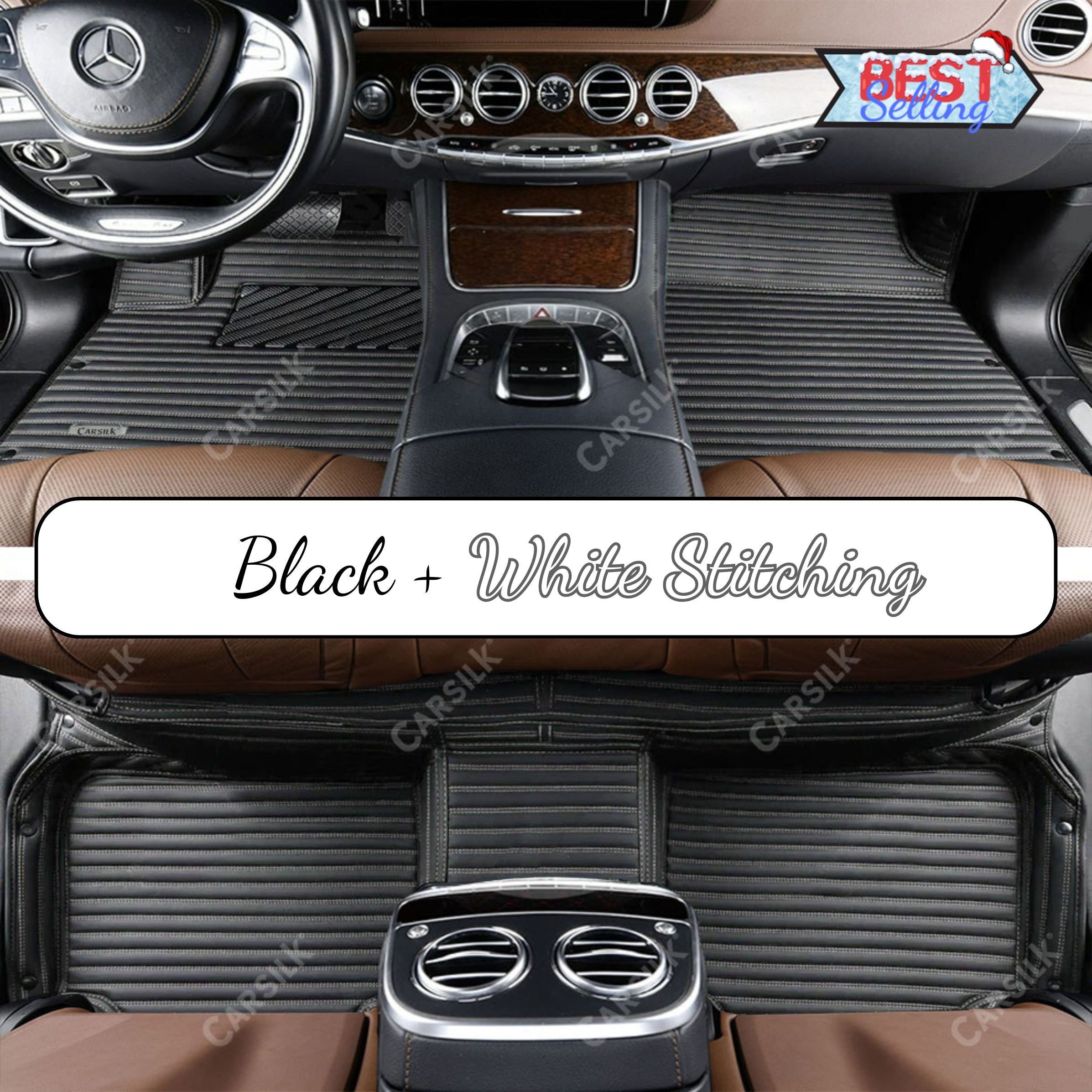 GALAXY CUSTOM SINGLE LAYER CAR MATS SET BLACK & WHITE