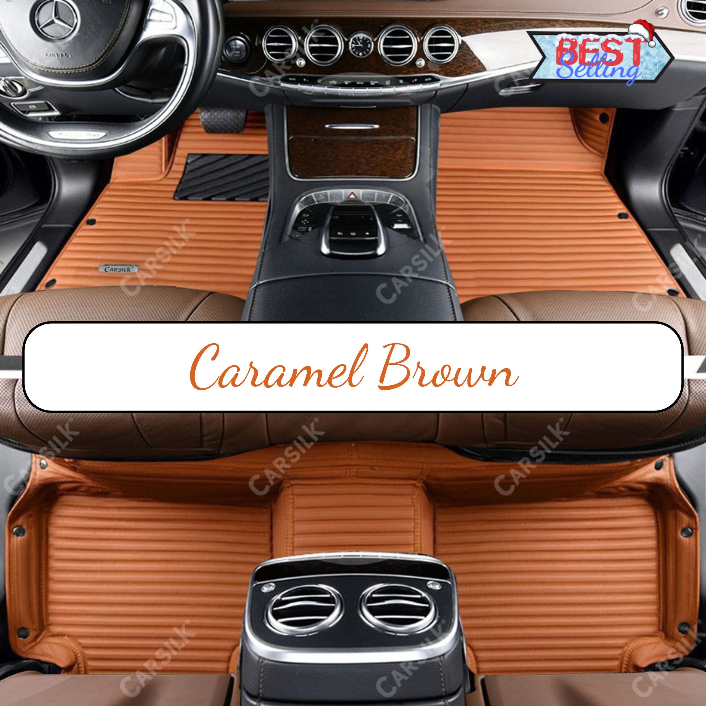 GALAXY CUSTOM SINGLE LAYER CAR MATS SET CARAMEL BROWN