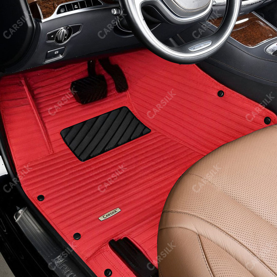 Alternative view of GALAXY CUSTOM SINGLE LAYER CAR MATS SET CHERRY RED