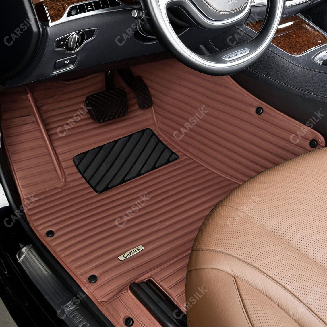 Alternative view of GALAXY CUSTOM SINGLE LAYER CAR MATS SET CHOCOLATE BROWN