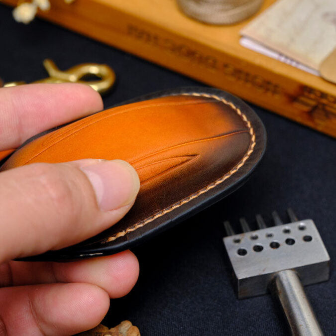 Alternative view of Premium Leather Key Fob for Tesla