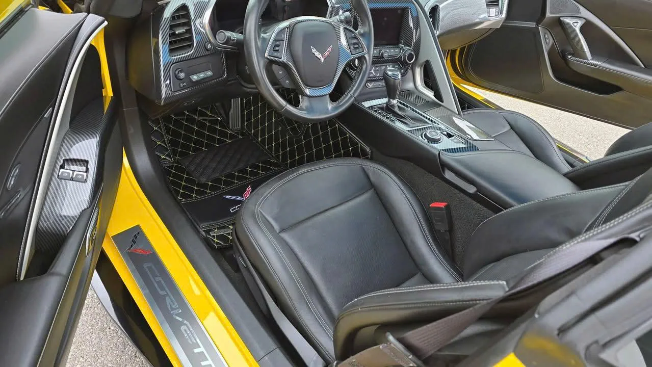 CREAM BEIGE DIAMOND BASE WITH GRAY TOP CARPET DOUBLE LAYER CAR MAT SET photo review