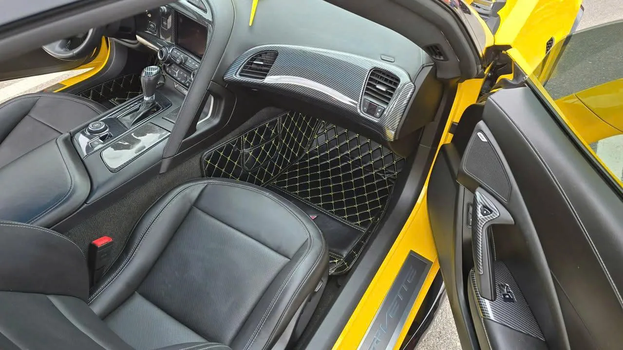 CREAM BEIGE DIAMOND BASE WITH GRAY TOP CARPET DOUBLE LAYER CAR MAT SET photo review