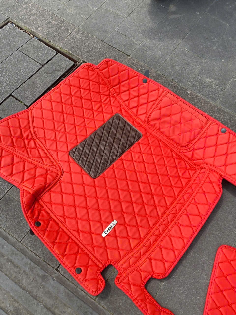 STRIPE CUSTOM SINGLE LAYER CAR MATS SET CREAM BEIGE photo review