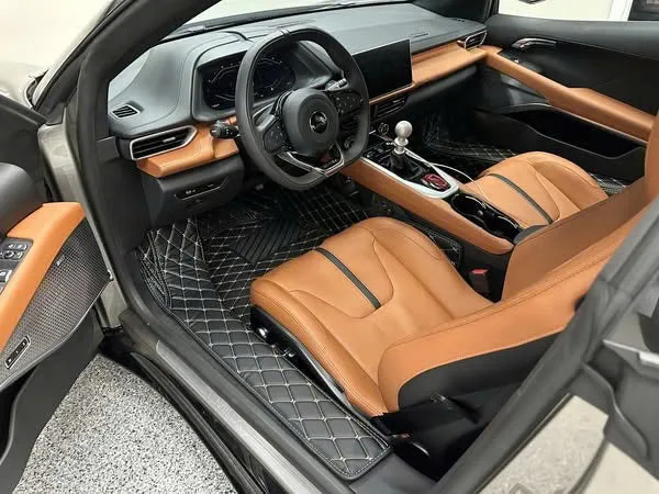 CARAMEL BROWN HONEYCOMB BASE WITH BEIGE TOP CARPET DOUBLE LAYER GALAXY CAR MAT SET photo review