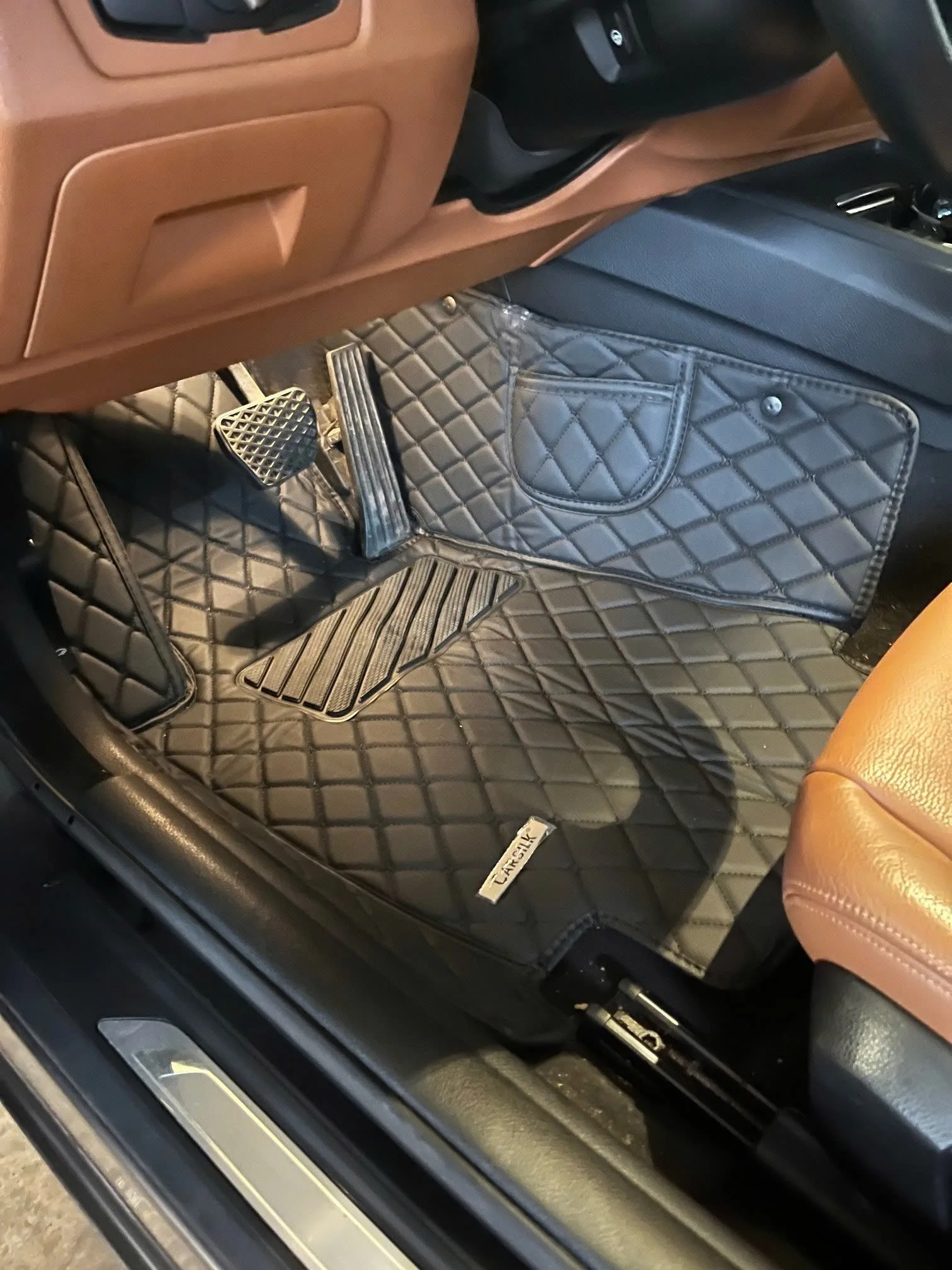 CREAM BEIGE DIAMOND BASE WITH GRAY TOP CARPET DOUBLE LAYER CAR MAT SET photo review